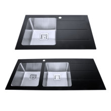 Bench double sink stainless steel bathroom sink
